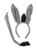 Unisex 2 PCS Faux Fur Grey Donkey Ears on Headband & Tail Set - thefancydress.co.uk