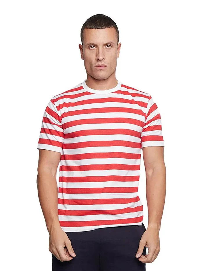 Unisex Adult Stripe Short Sleeve T-Shirts - thefancydress.co.uk