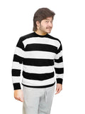 Unisex Black and White Stripe Convict Knitted Jumper - thefancydress.co.uk