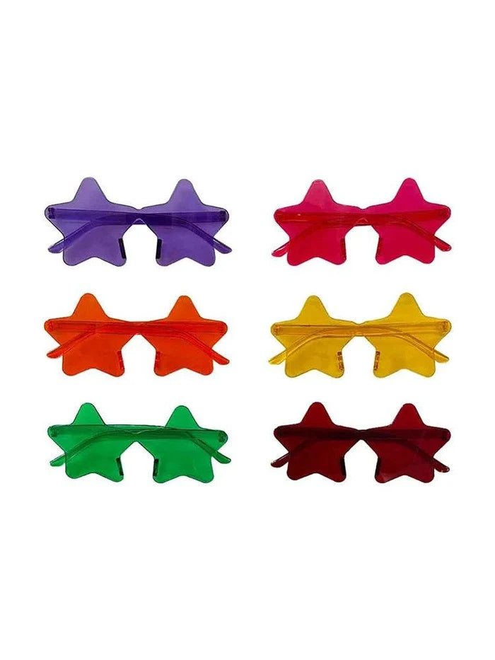 Unisex Festival Mixed Star Shape Glasses (Assorted Colour) - thefancydress.co.uk