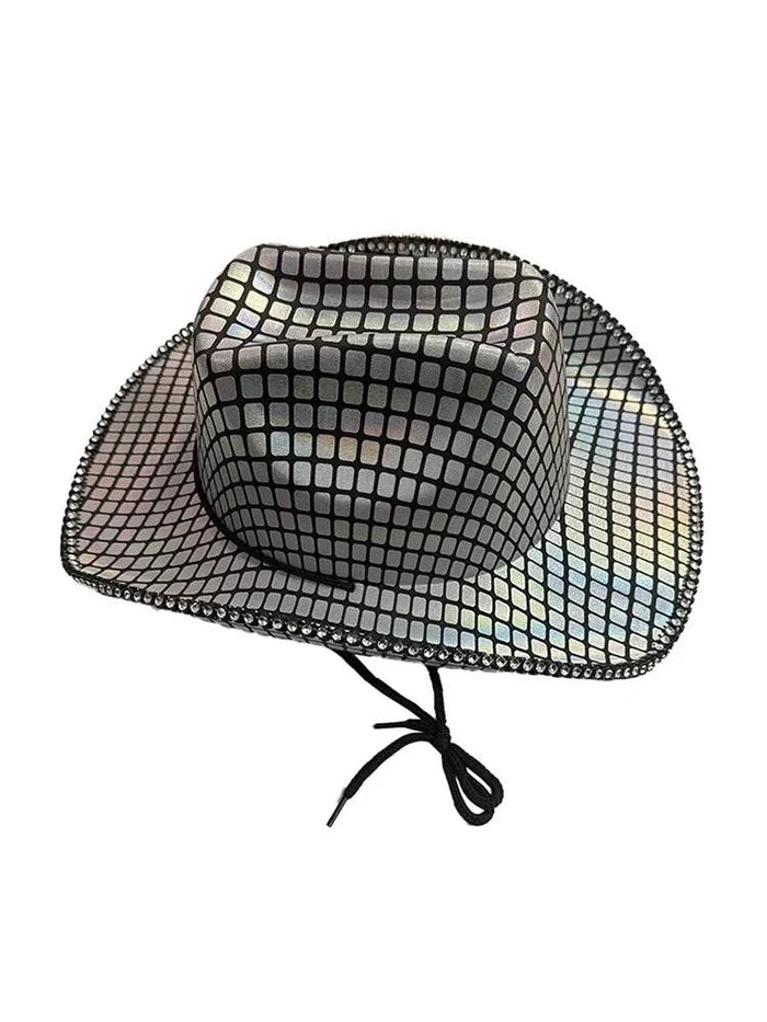 Unisex Mirror Disco Ball Cowboy Festival Hat - thefancydress.co.uk