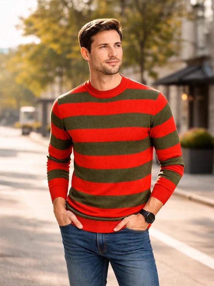 Unisex Red and Black Stripe TShirt Full Sleeve