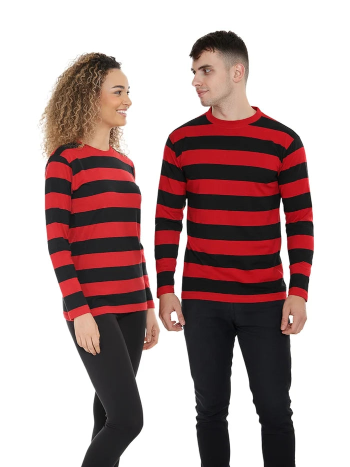 Unisex Red and Black Stripe TShirt Full Sleeve