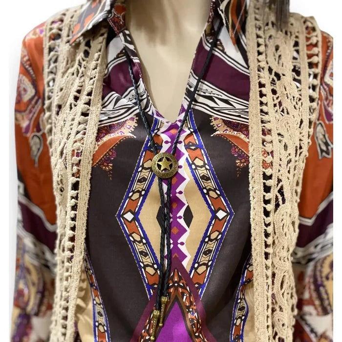 V Neck 3/4 Split Sleeve Colorful Tunic Top