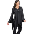 Embroidered Long Sleeve Asymmetrical Tunic