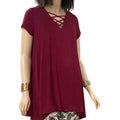 V Neck Short Sleeve A-line Tunic Top