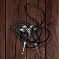 Vintage Cow Skull Ram Necktie - Silver/Black / Unisex / Ram Skull Bolo Tie - Bolo Ties