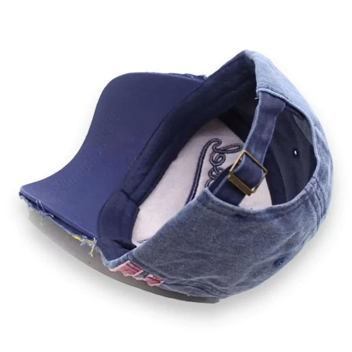 Vintage Distressed Graphic Baseball Cap Unisex /Trucker Hat/ Red Blue /One size
