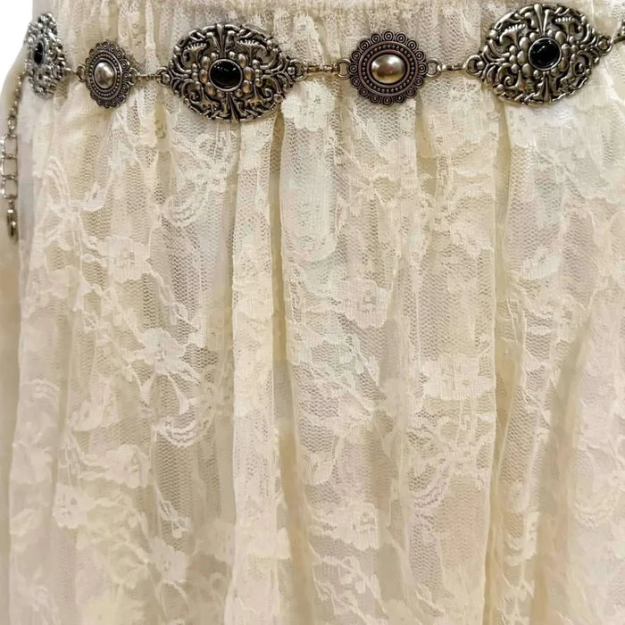 Vintage Western Concho Chain Belt antique silver or gold with faux stone detail. Adjustable waist or hip styling for boho, Y2K, and festival outfits.