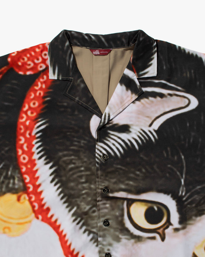 Wa-Modern Short Sleeve Button Up Shirt, Be Neko