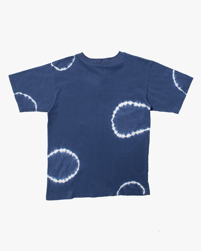 Wa-Modern, Short Sleeve Button Up Tunic, Blue Shibori Tye Dye