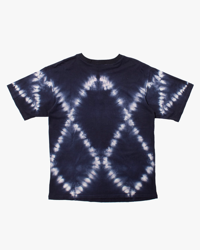 Wa-Modern, Short Sleeve Button Up Tunic, Navy Shibori Tye Dye