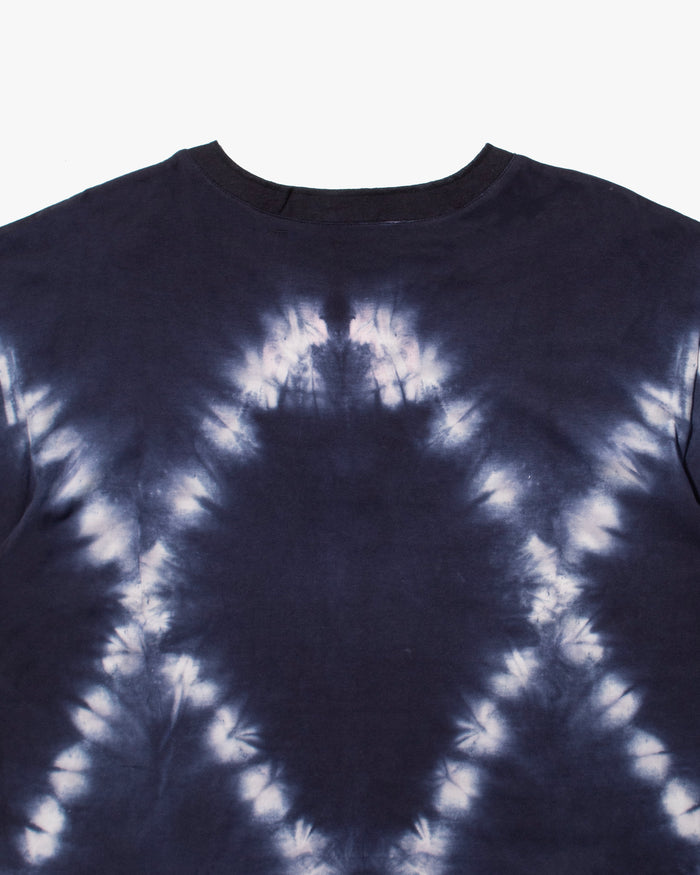 Wa-Modern, Short Sleeve Button Up Tunic, Navy Shibori Tye Dye