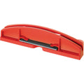 Red plastic tool with a metal blade on a white background