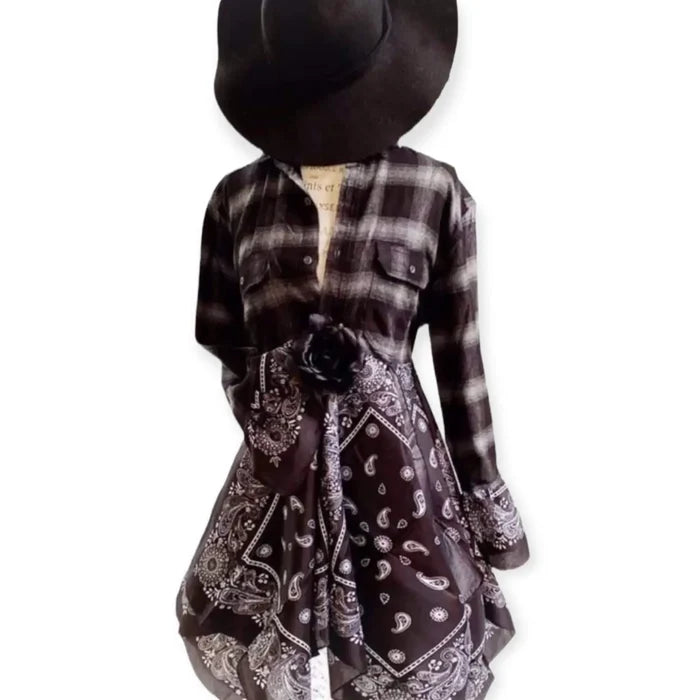 Western Flannel Long Duster Jacket - Shirt Jackets