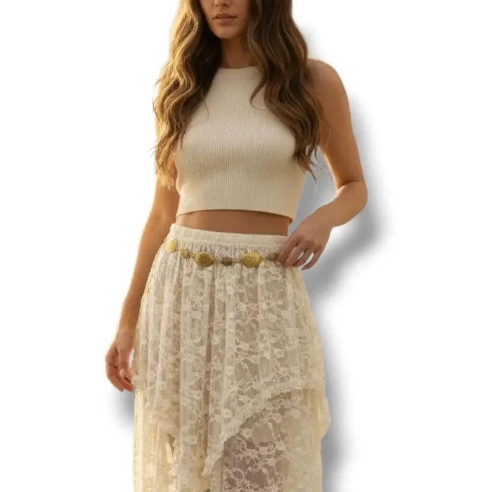 Western Flower Concho Link Chain Belt - One size / Female / Gold - Women’s Belts