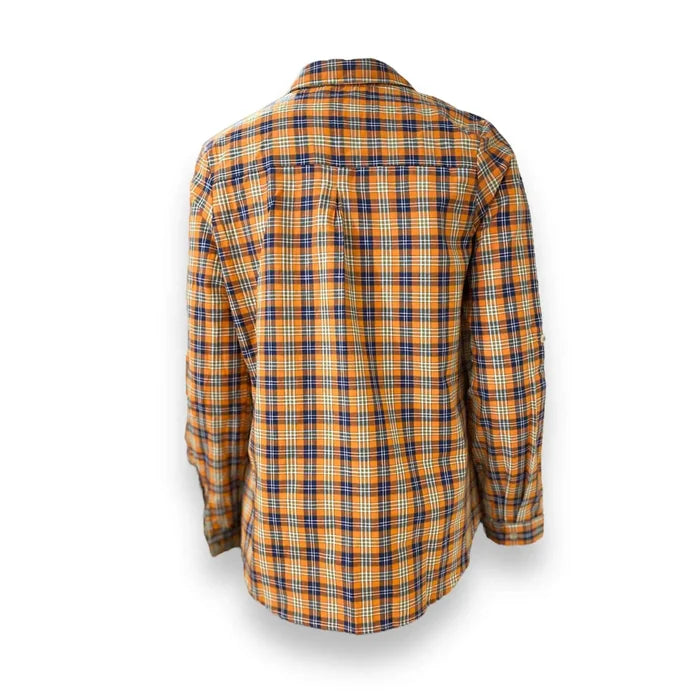 Western Orange Plaid Button Up Shirt women's year round boho western attire