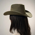 Wide Brim Suede Cowboy Hat Western faux olive green western style m/l unisex hat