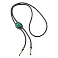 Western Antique Silver Stone Bolo Tie - Silver/ green / Adults / Stone Bolo Tie - Bolo Ties