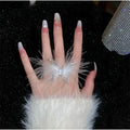 White Feathery Silver Butterfly Wrap Ring with rhinestones and adjustable band / women's / 8