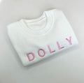 White jumper withPink Font