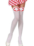 White Nurse Overknee Stockings Red Cross Costume Socks - thefancydress.co.uk