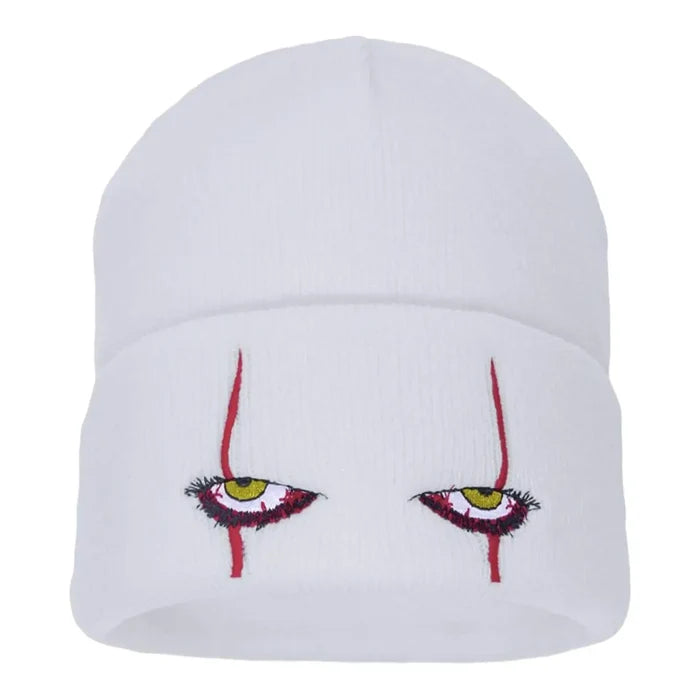 White Red Eye Embroidered Knitted Beanies