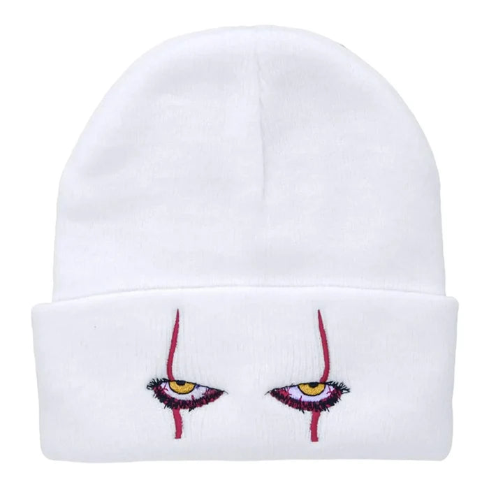 White Red Eye Embroidered Knitted Beanies