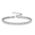 White Square Crystal Tennis Anklet in silver tone featuring clear faceted Zircon stones in a prong setting.