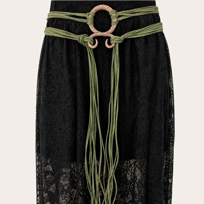 Woman's Witches Knotted Waist Wrap Belt dual wrap green/copper/os