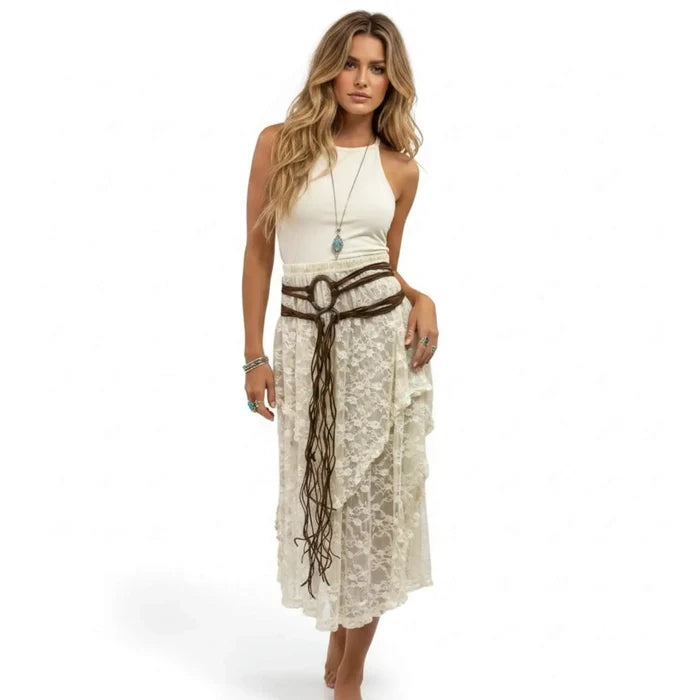 Woman's Witches Knotted Waist Wrap Belt dual wrap brown/copper/os
