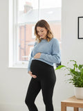 Women Black Full Length Cotton Maternity Leggings