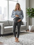 Women Charcoal Full Length Cotton Maternity Leggings