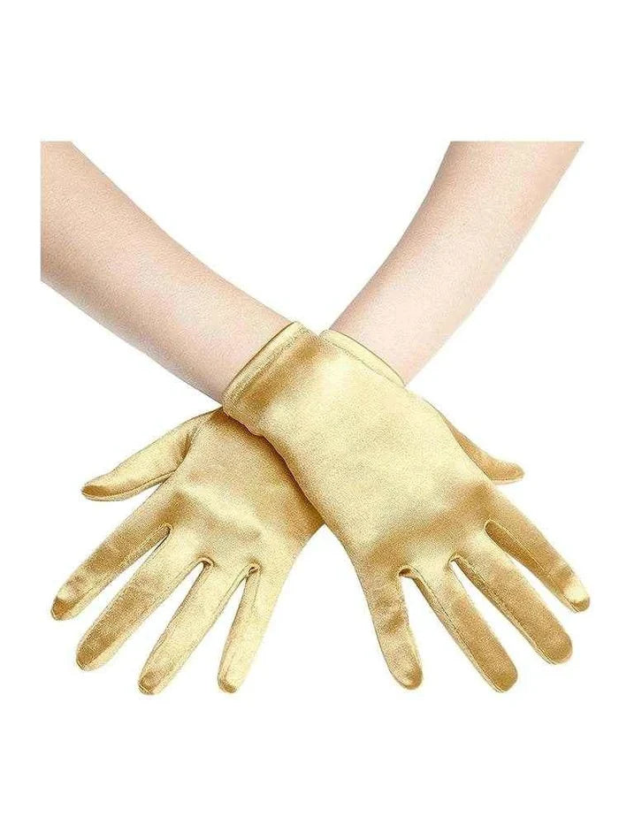 Women Plain Satin Short Gloves