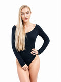 Women Round Neck Long Sleeve Viscose Leotard - thefancydress.co.uk