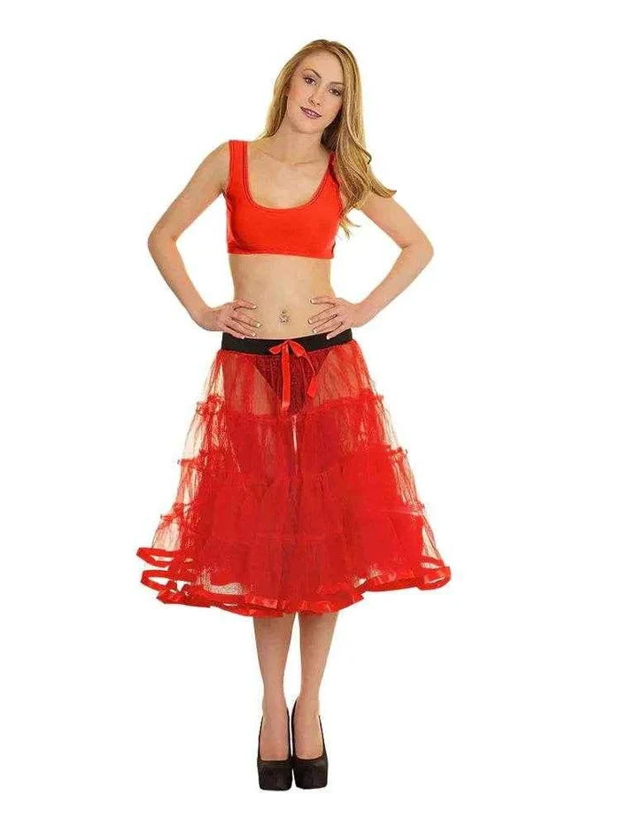 Women's 4 Tier Petticoat with Ribbon Tutu Skirt