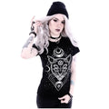 Women's Black Graphic Tee Celestial Astrology Short Sleeve Shirt