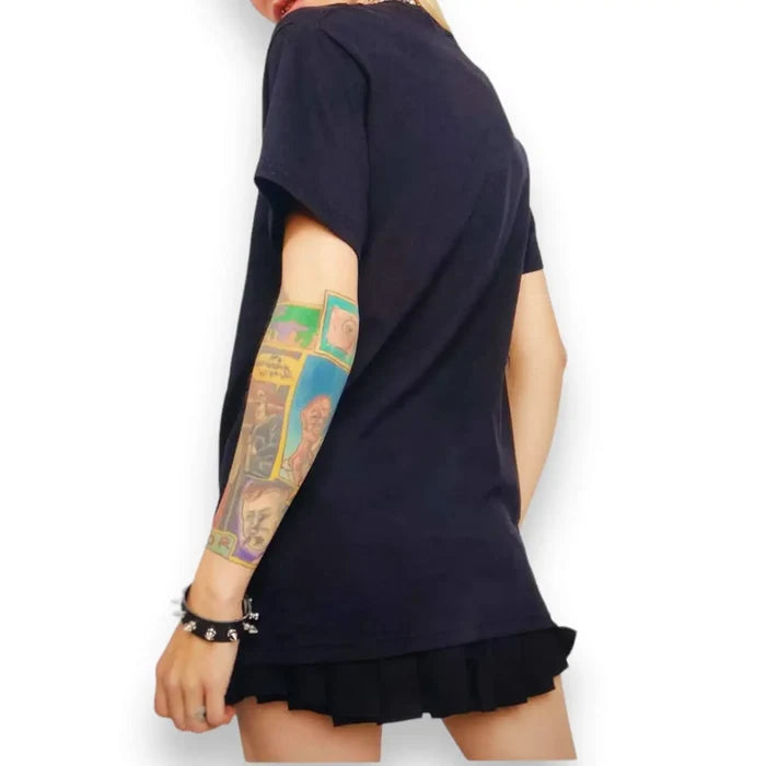 Women's Black Short Sleeve Skulls Tee