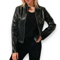 Women's Black Tailored Zip-Up Biker Jacket