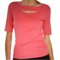 Women's Boat Neck Half Sleeve Peachy Pink Blouse Medium - Wild Time Fashion