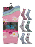Women's Cotton Mix Ankle Socks Flower Design (Assorted Colour) - thefancydress.co.uk