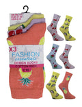 Women's Cotton Mix Ankle Socks Fruit Design (Assorted Colour) - thefancydress.co.uk