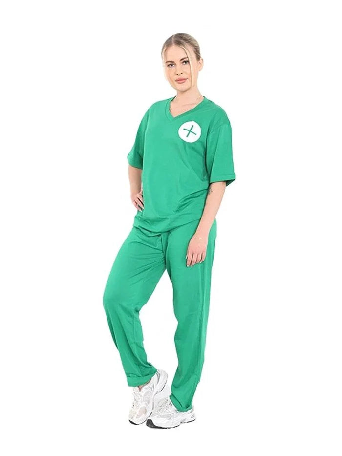 Women's Doctor's Scrubs Surgeon Costume 4-Piece Set - thefancydress.co.uk