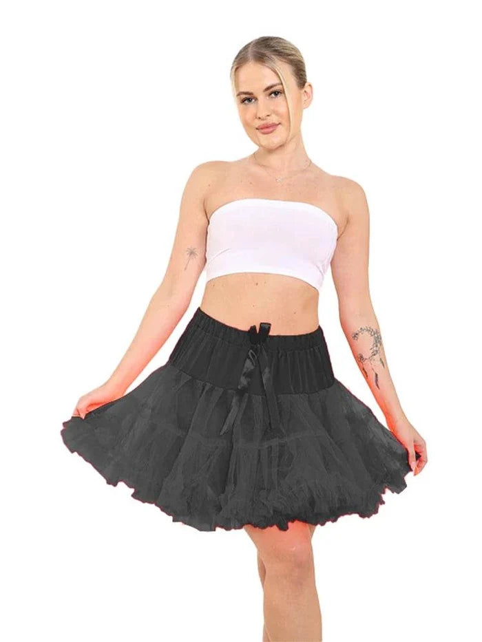 Women's Elastic Waist Ruffle Petticoat 3 Layered Tutu Skirt - thefancydress.co.uk