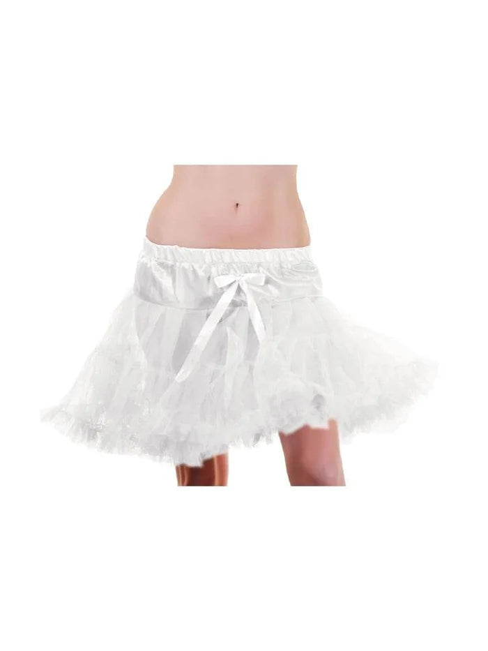 Women's Elastic Waist Ruffle Petticoat 3 Layered Tutu Skirt - thefancydress.co.uk