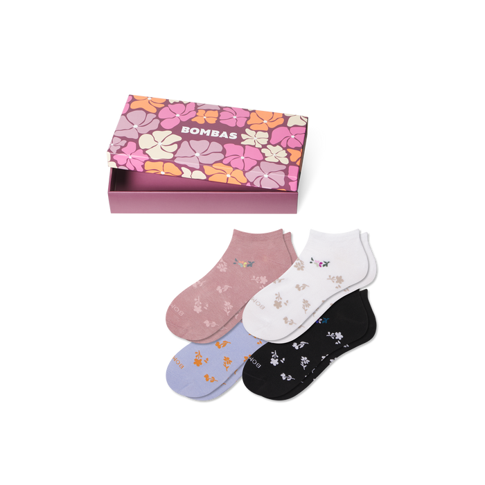 Women's Floral Lightweight Ankle Sock 4-Pack Gift Box