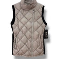 flat lay of grey diamond-quilted puffer vest front view