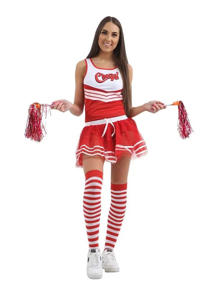 Women's High School Cheer Girl Uniform Top Vest & Skirt - thefancydress.co.uk