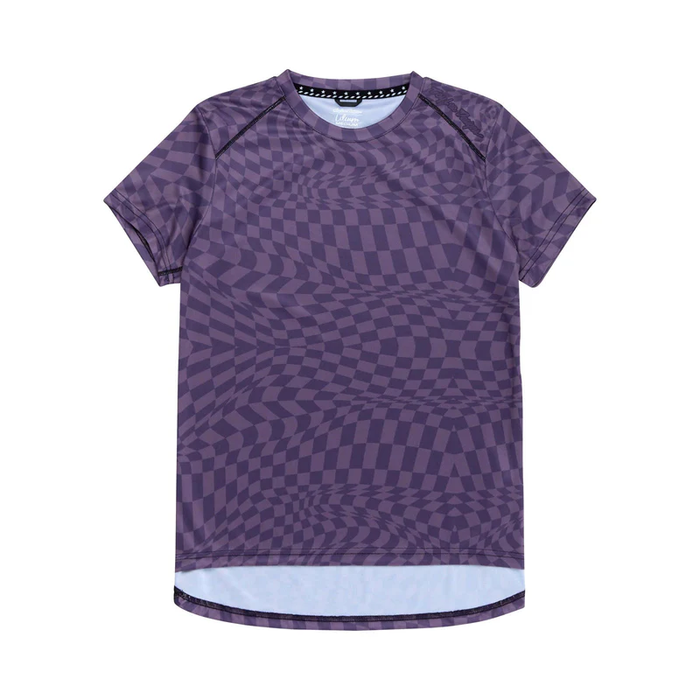 Purple checkered t-shirt on a white background