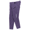 Purple patterned leggings with a brand logo on a white background